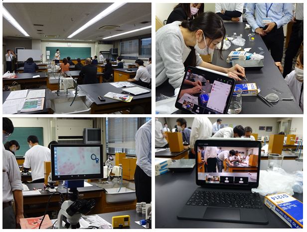 写真：大阪府高等学校生物教育研究会Zoom併用実験研修会(大阪市教育センター)