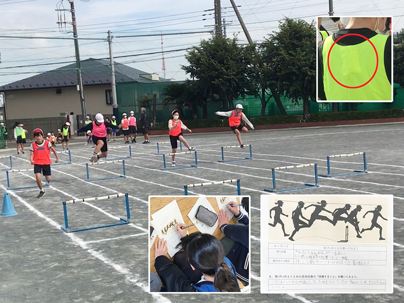 写真：今年度は、ハードル走での単元開発に挑戦中